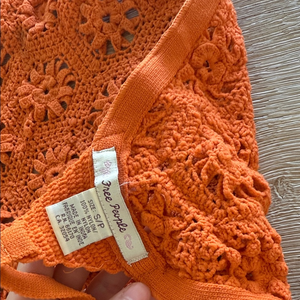 Free People Orange and Dark Green Crochet Crop Tops - Picture 3 of 3